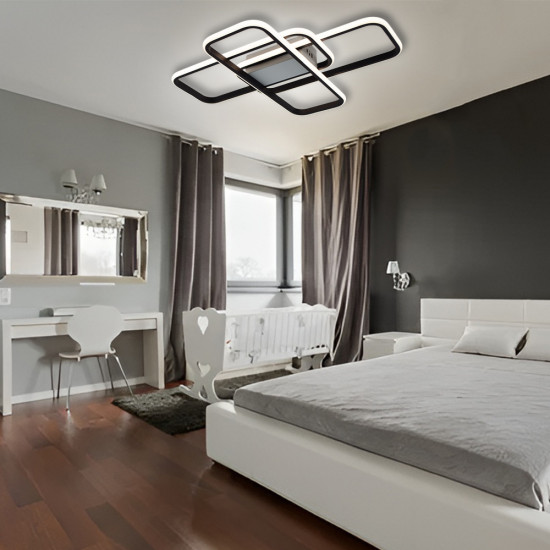 Керована світлодіодна СМАРТ люстра ESLLSE SVEN 3SQ 90 Вт 635x478x75 мм Чорно-біла  фото № 6