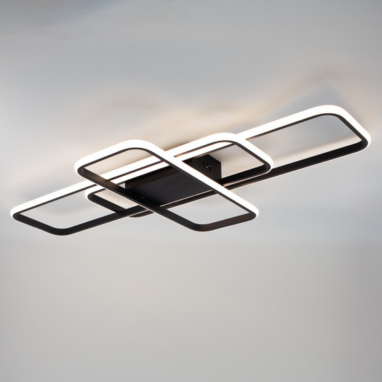 Керована світлодіодна СМАРТ люстра ESLLSE SVEN 3SQ 105 Вт 908x508x80 мм Чорна  фото № 8