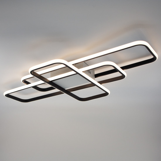 Керована світлодіодна СМАРТ люстра ESLLSE SVEN 3SQ 105 Вт 908x508x80 мм Чорно-біла  фото № 8