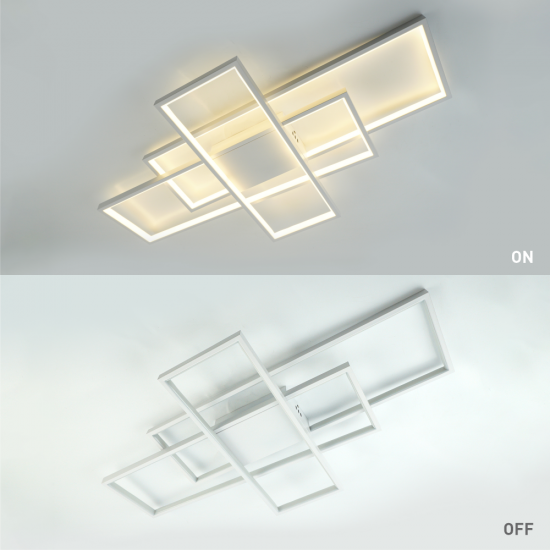 Керована світлодіодна СМАРТ люстра ESLLSE SVEN 3S 125 Вт 1100x600x80 мм Біла  фото № 5