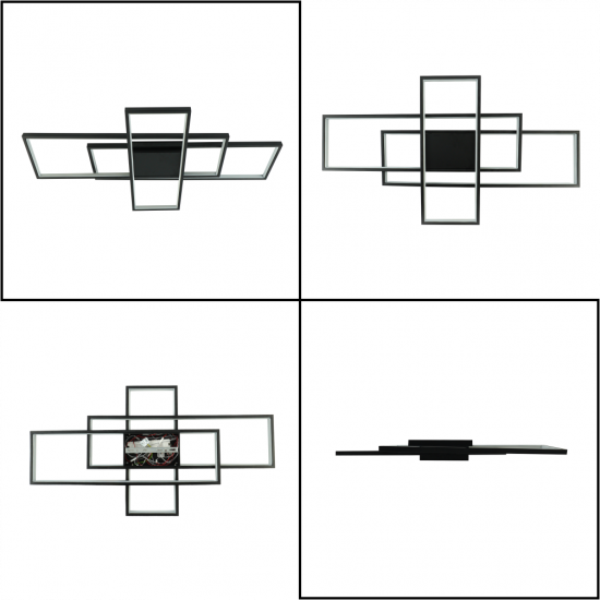 Керована світлодіодна СМАРТ люстра ESLLSE SVEN 3S 125 Вт 1100x600x80 мм Чорна  фото № 3