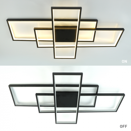 Керована світлодіодна СМАРТ люстра ESLLSE SVEN 3S 125 Вт 1100x600x80 мм Чорна  фото № 5