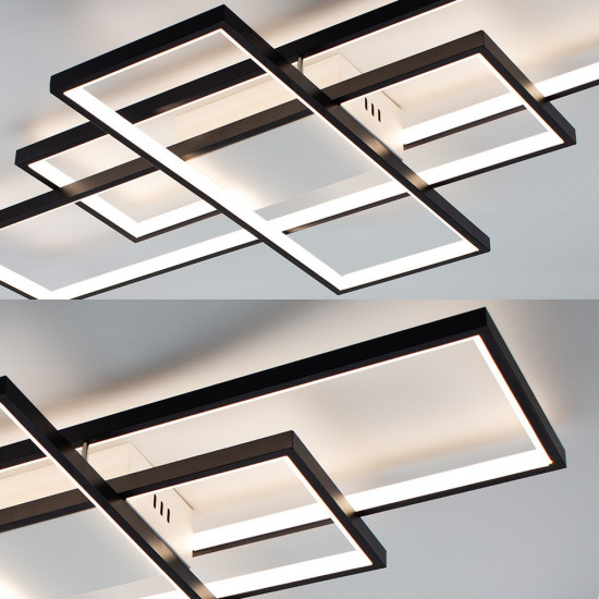 Керована світлодіодна СМАРТ люстра ESLLSE SVEN 3S 125 Вт 1100x600x80 мм Чорно-біла  фото № 3