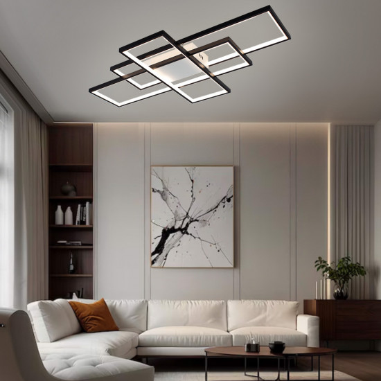 Керована світлодіодна СМАРТ люстра ESLLSE SVEN 3S 125 Вт 1100x600x80 мм Чорно-біла  фото № 5