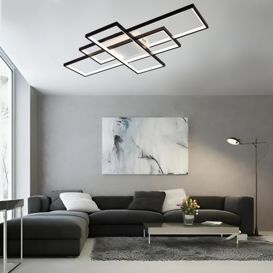 Керована світлодіодна СМАРТ люстра ESLLSE SVEN 3S 125 Вт 1100x600x80 мм Чорно-біла  фото № 6