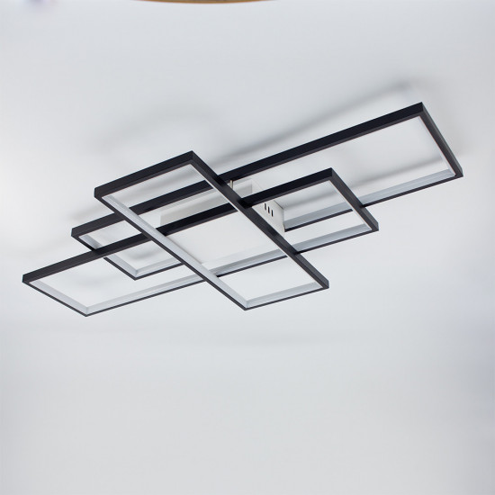 Керована світлодіодна СМАРТ люстра ESLLSE SVEN 3S 125 Вт 1100x600x80 мм Чорно-біла  фото № 8