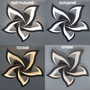 Люстра світлодіодна з пультом ESLLSE ELLA 50 Вт 5F 600x95 мм Чорна