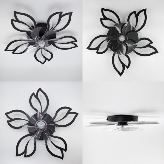 Керована світлодіодна люстра з вентилятором ESLLSE FAN ASTRA 52 Вт + 19 Вт 625x125 мм Чорна  фото № 4