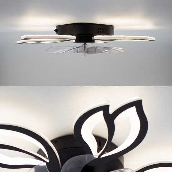 Керована світлодіодна люстра з вентилятором ESLLSE FAN ASTRA 52 Вт + 19 Вт 625x125 мм Чорна  фото № 6