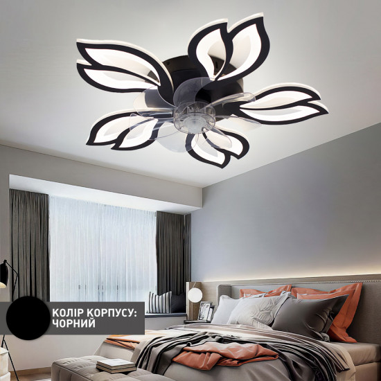 Керована світлодіодна люстра з вентилятором ESLLSE FAN ASTRA 52 Вт + 19 Вт 625x125 мм Чорна  фото № 7