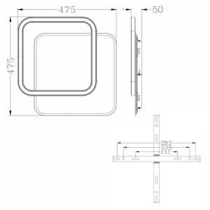 Керована світлодіодна люстра ESLLSE STANDART 2S 65 Вт 475х475х50мм Чорно-біла