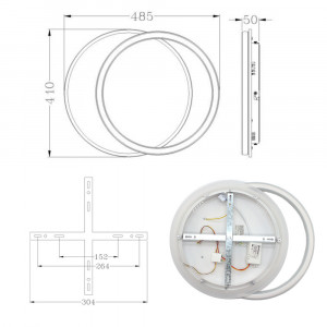 Керована світлодіодна люстра ESLLSE STANDART 2R 65 Вт 485х410х50мм Чорно-біла
