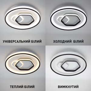 Керована світлодіодна люстра LORA H 80 Вт 480х65мм Чорний