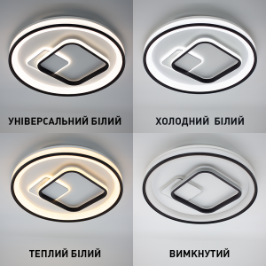 Керована світлодіодна люстра ESLLSE LORA S 80 Вт 480x65 мм Чорний