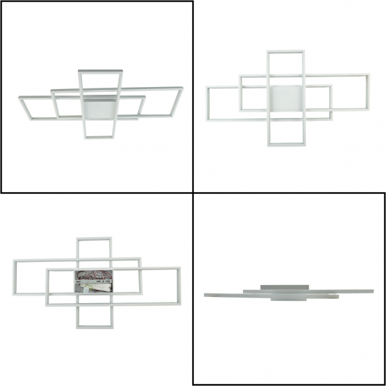 Керована світлодіодна СМАРТ люстра ESLLSE SVEN 123W 3S 900x500x80мм Біла  фото № 3