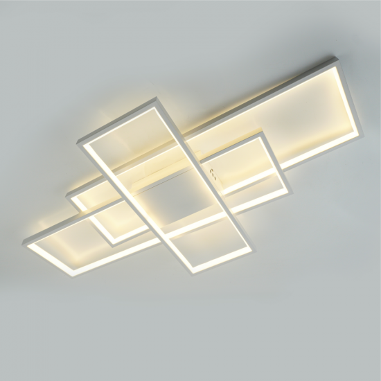 Керована світлодіодна СМАРТ люстра ESLLSE SVEN 123W 3S 900x500x80мм Біла  фото № 8