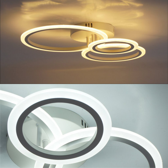 Керована світлодіодна Смарт люстра ESLLSE TRIO 3R 70 Вт 510x380x107мм Біла  фото № 2