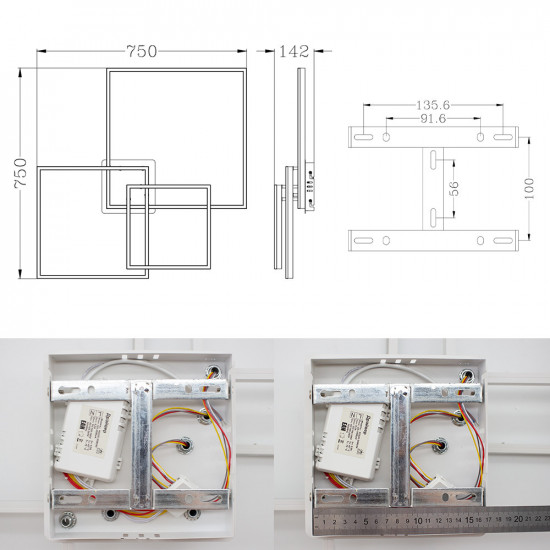 Смарт люстра керована світлодіодна ESLLSE COCO 3S 120 Вт 750x750x142 мм Бiла  фото № 5